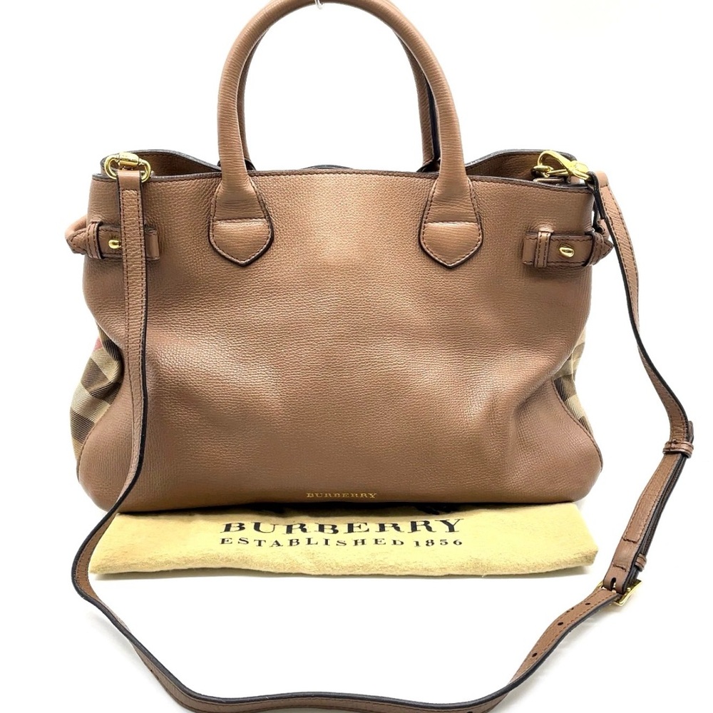 Burberry Tan Leather Banner Tote